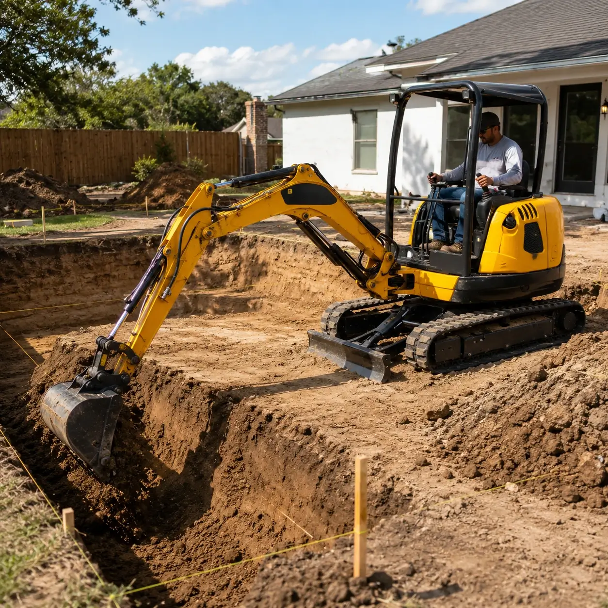 Escavação para construção de piscina